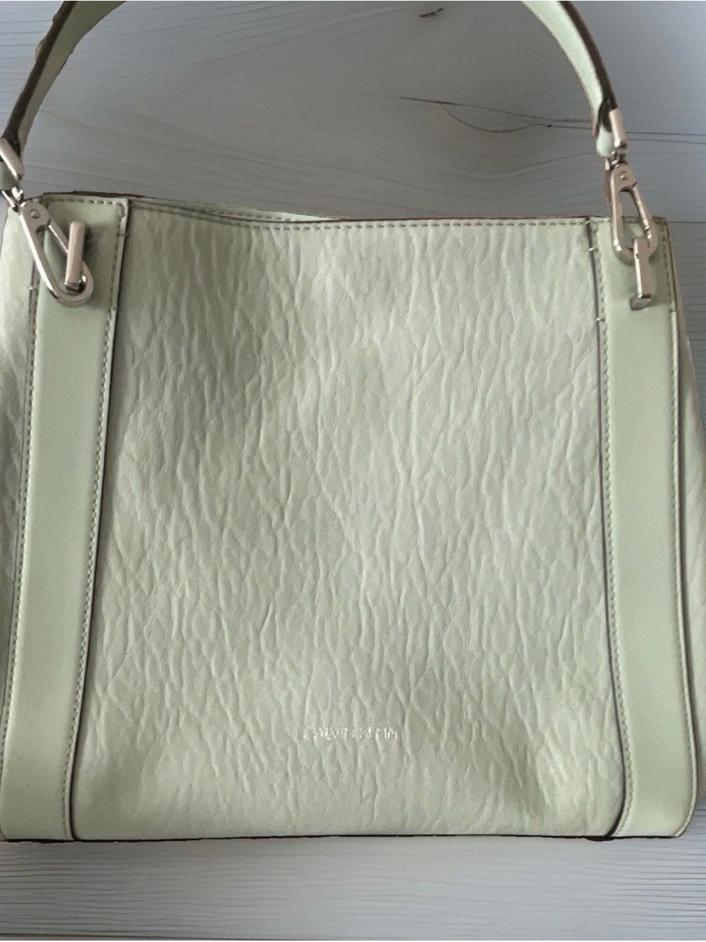 Calvin Klein Pale Mint Leather Shoulder Bag with Gold Hardware